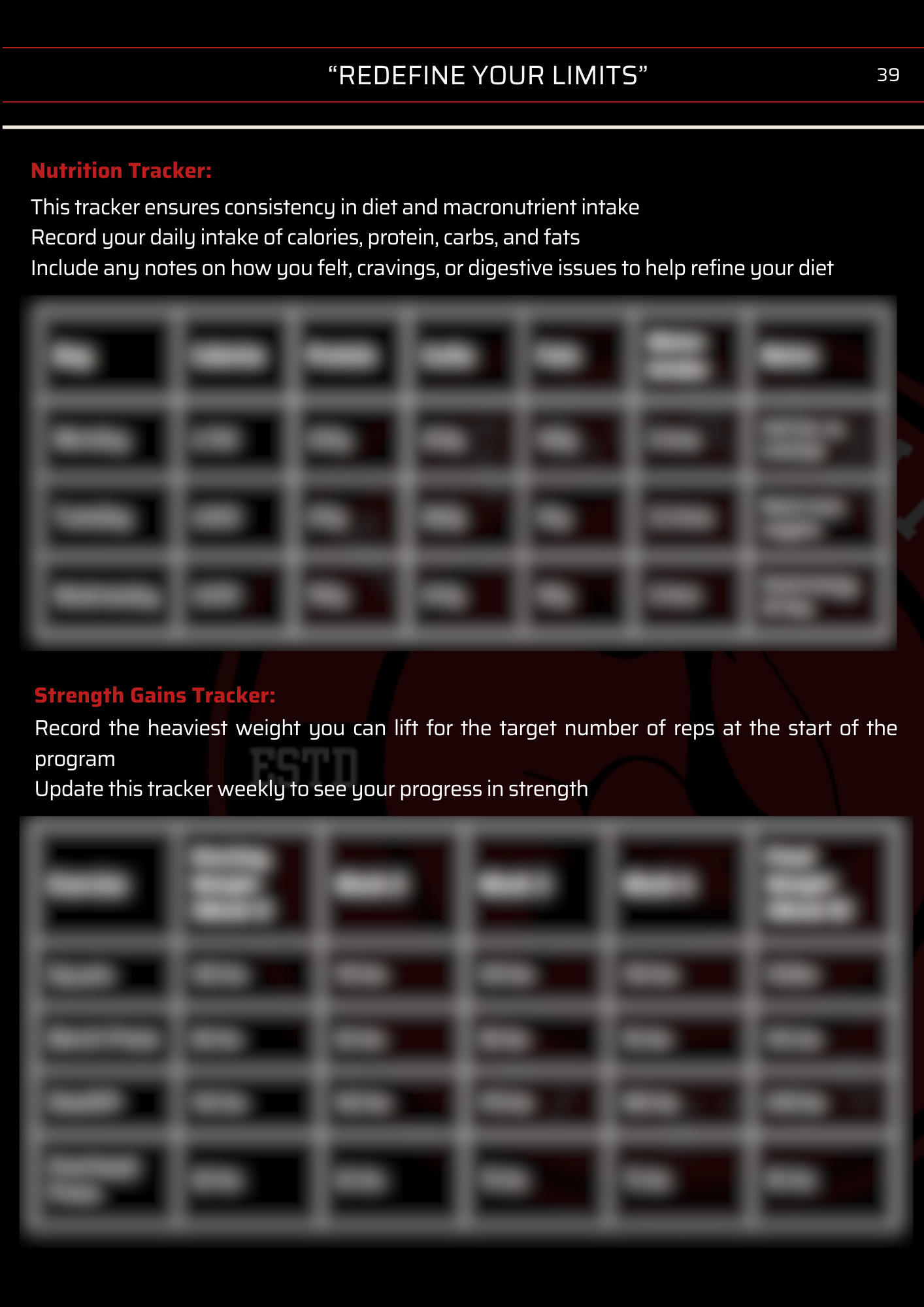 Nutrition and gains tracker