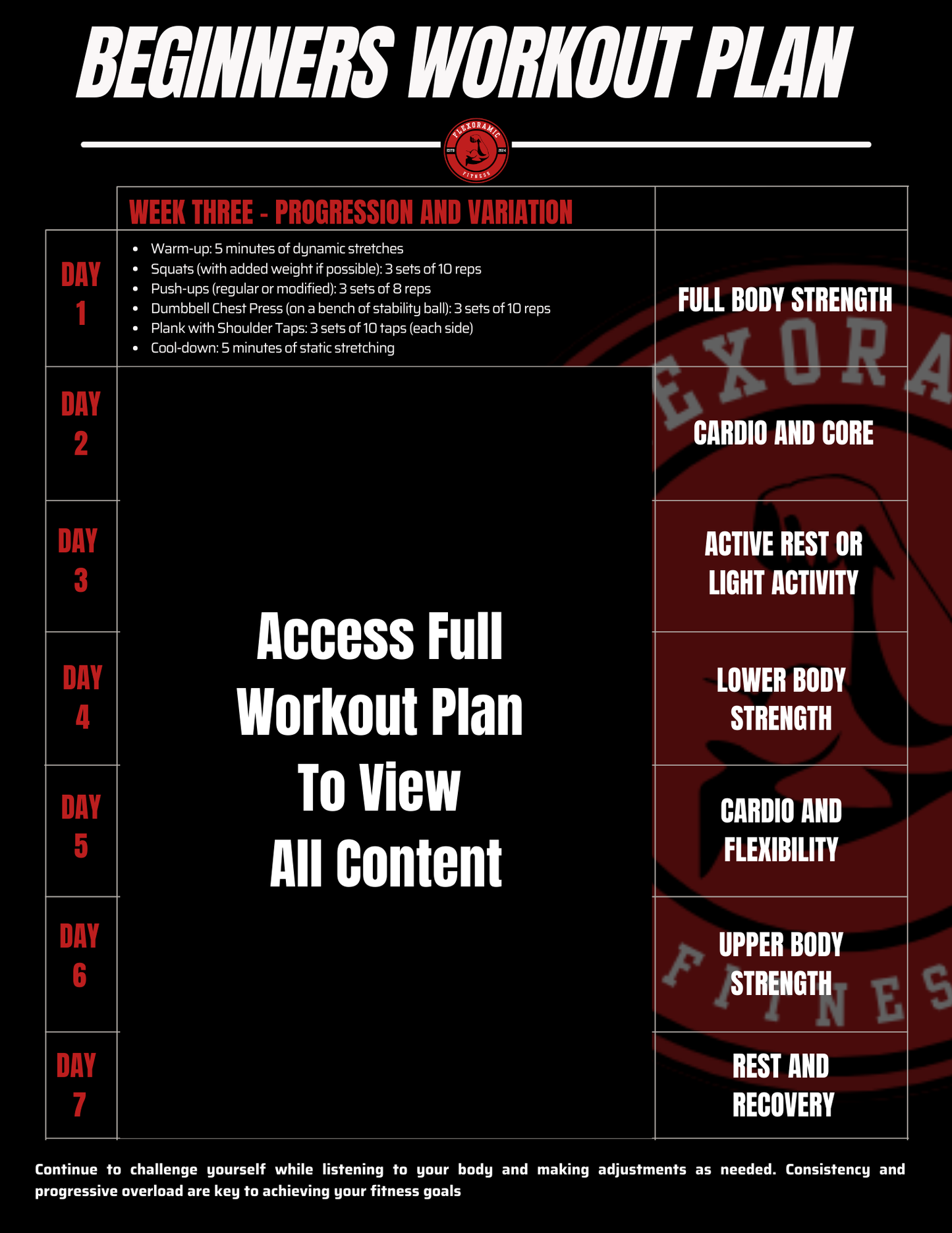 Week three workout plan